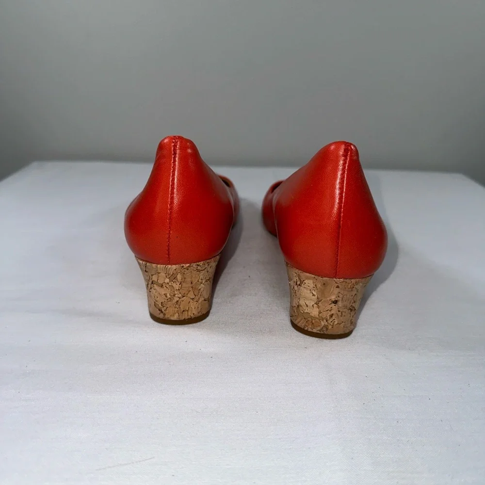 Nurture by Lamaze Deon Red Leather Cork Wedge Pump Office Comfort Women Size 7.5